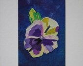 Fiber / Mixed Media Framable Art - Pansy - 8 x 10 Matted