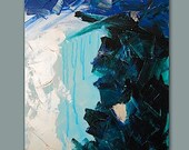 HANGiNG LAKE original abstract modern painting - gallery fine art - contemporary interior design - ooak home wall decor - teal blue
