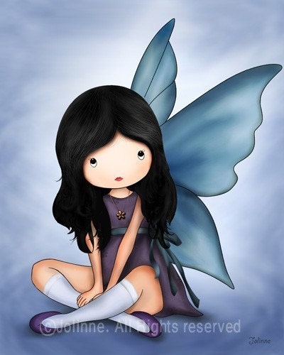 Guardian Angel Art print for girls room nursery decor archival digital illustration