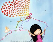 Girls room decor nursery art print,  Nature inspired children decor print , open edition , colorful, love, girl boy children spring