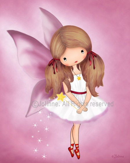 Girls room decor, fairy art, angel wall art, kids art prints, children room picture, baby nursery wall hanging