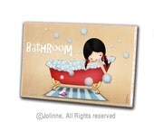 Bathroom custom door sign , Personalized bath wood hanger decoration
