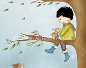 Kids wall art boys room decor nursery boys prints , deer, bird, bunny , etsy winter holidays wall art poster