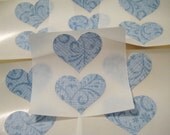 Blue floral heart stickers (12 count)