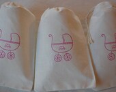 15 Pink Baby Stroller Organic MuslinCotton Favor Bags 4x6 inch Great for Baby Showers Il_170x135