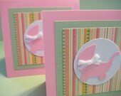 Pink and green baby girl carriage mini cards - set of 2
