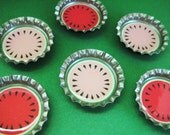 Juicy watermelon bottle cap magnets (set of 6)
