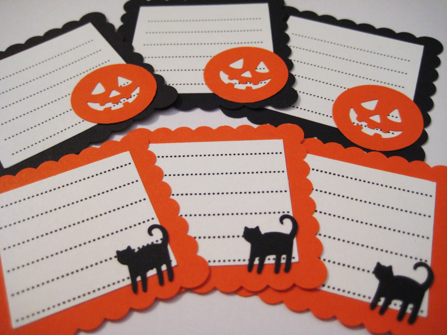 Orange and black Halloween scrapbooking journaling tags set of 6