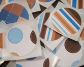 Blue and brown geometric pattern stickers 12 count