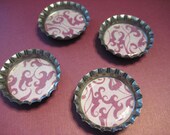 Bottlecap magnets, purple damask set of 4
