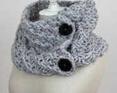 Hand Knit Cowl Shoulder Warmer / Asterisque / Grey Tweed