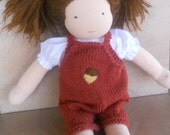 Waldorf Doll Clothes, Romper,  Overalls,  Clothes for your Doll,  handknit by Woolies on Etsy