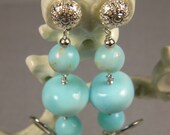 Emma Earrings, brushed, filigree, sterling silver, bows, peruvian opals