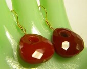 Carnelian Drop Earrings on gold filled ear wires - Carne Earrings