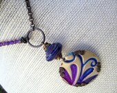 Altered Brass Pendant, Boro Lampwork Glass Bead, Vintaj Natural Brass Necklace