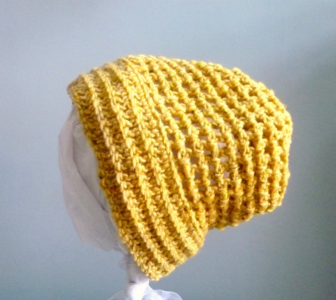 Crochet Beanie Hat  - Yellow Slouch Beanie - Christmas Gift Idea Under 100, Gift for Him, Gift for Her, Fashion Accessory
