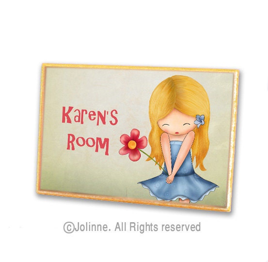 Personalized children door sign for girls bedroom or nursery decor , custom name door hanger, children decor
