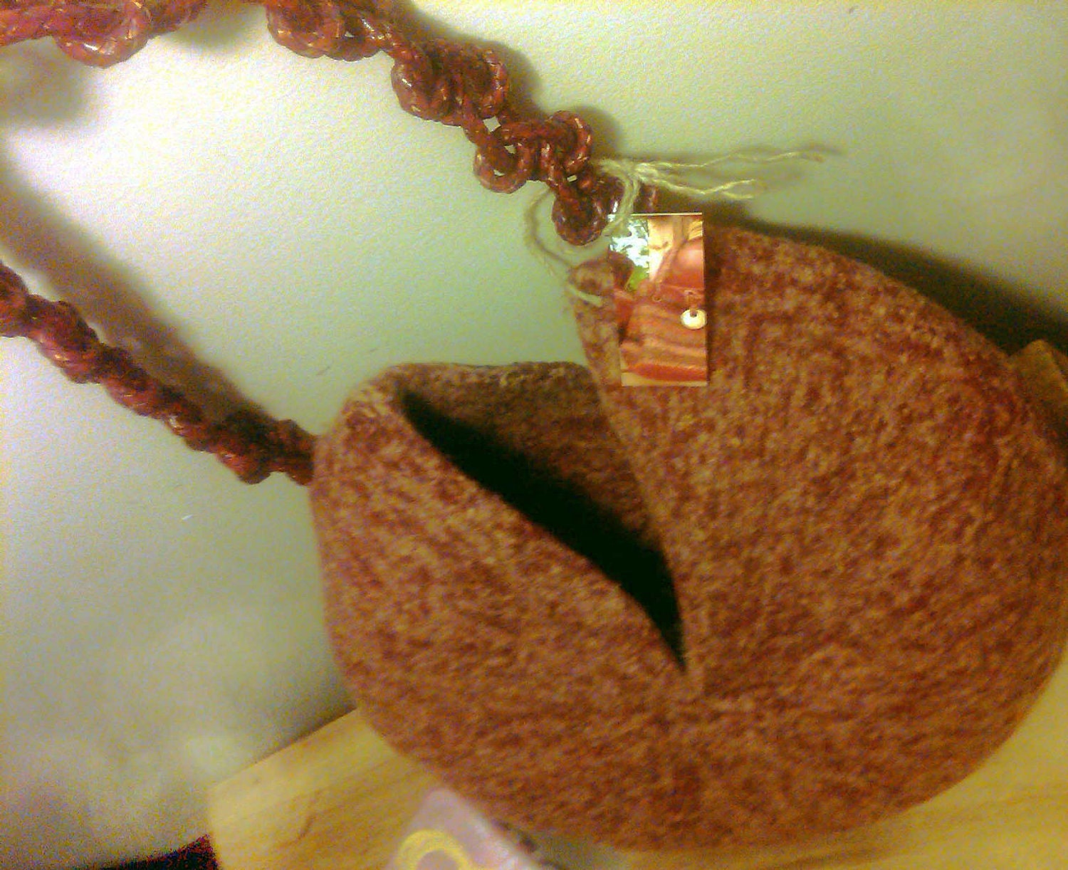 Unique Purse Carmel and Port with Leather Braid Strap Boutique Pick