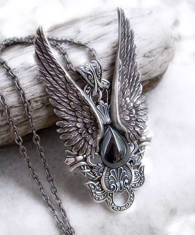 Large Silver Pendant Hematite
