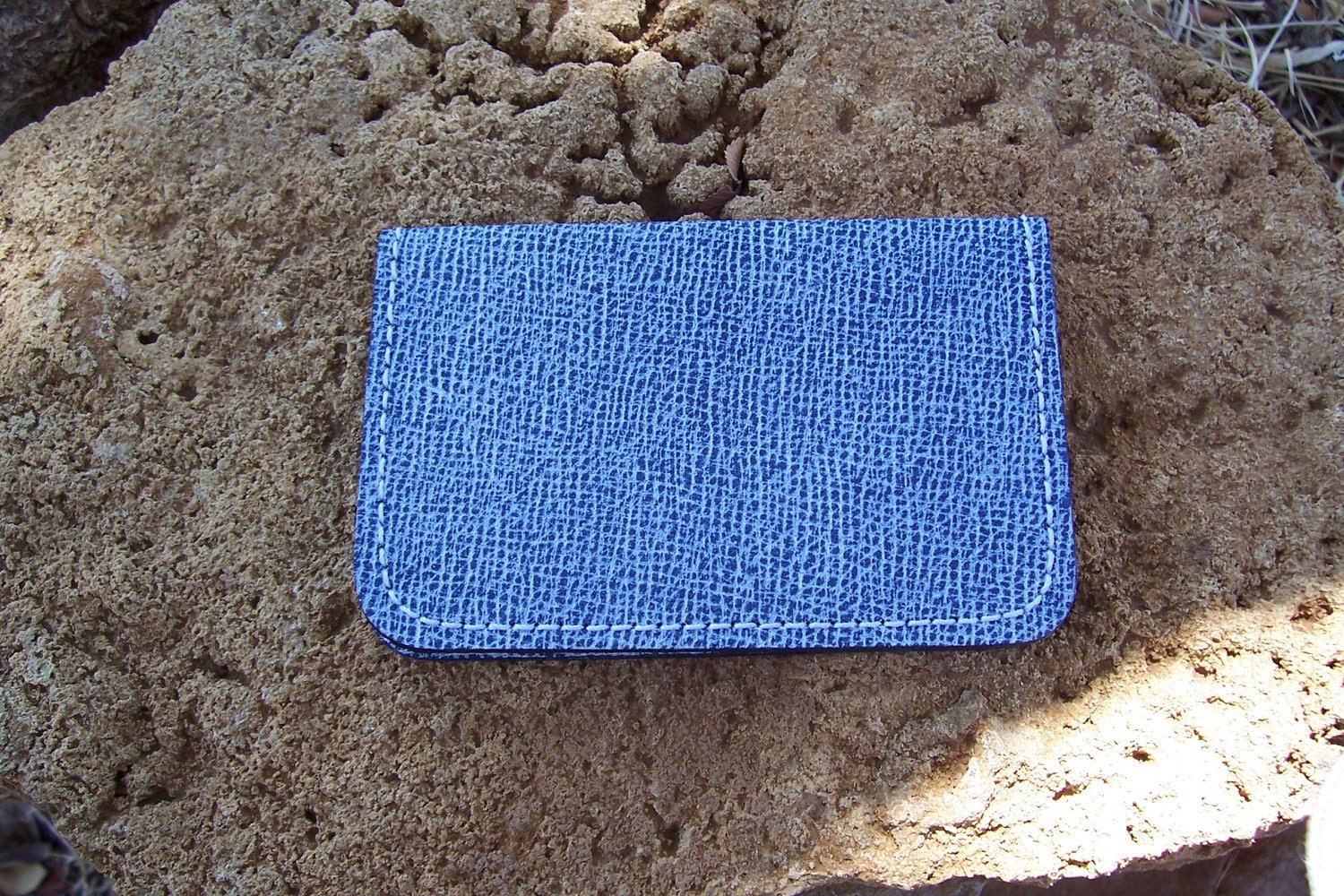 Blue Denim leather credit card or business card wallet