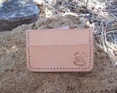 Undyed tooling leather credit card or business card wallet