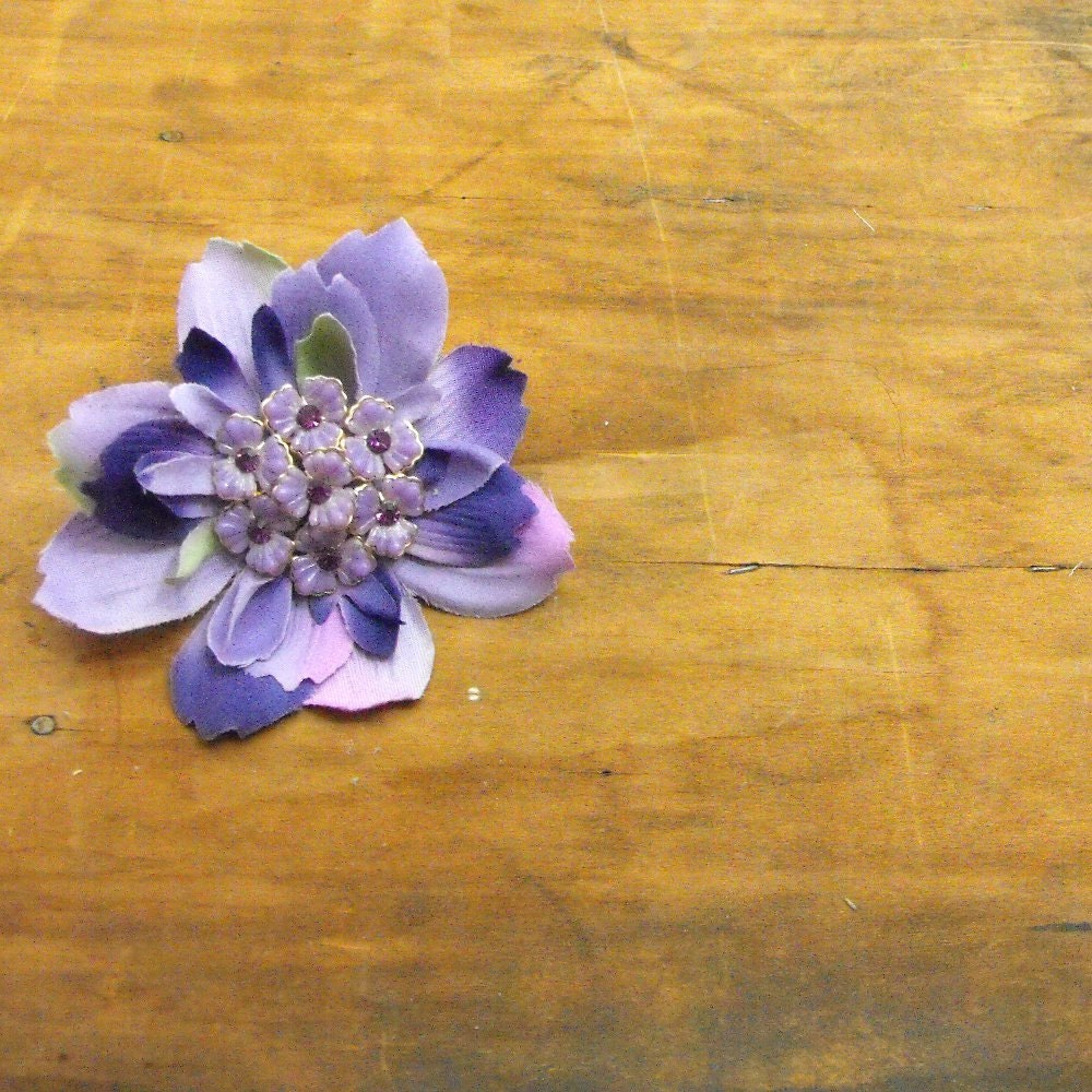 Lana - Violet Hair Flower with Vintage Embellishment