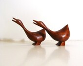 Modernist Teak Birds Ducks Geese 1960's Pair