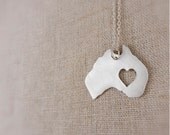Australia Necklace, Silver with Heart Cutout (Silhouette Jewelry)