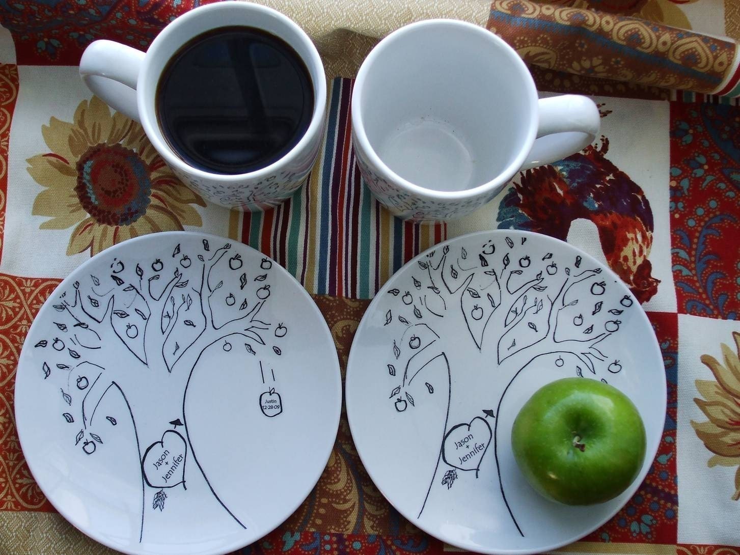Personalized Gift, Bride, Groom, Wedding Decor, Family Tree, Apple Tree, Anniversary, Wedding, Gift, mugs, plates
