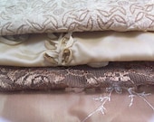 Golden brown - 4 embellished, embroidered fabric pieces