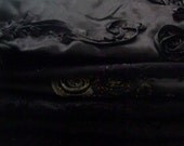 6 embellished, embroidered fabric pieces - black