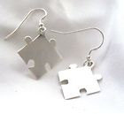Silver Jigsaw Drop Earrings
