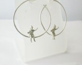 Sterling silver earrings-Girl figure-Handmade-Hoops