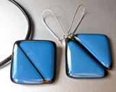 Modern Fused Glass Necklace ,Earrings Set