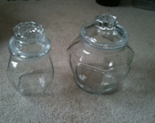 2 Vintage Candy or Apothecary Jars -Clear Glass -Candy Jar- Wedding