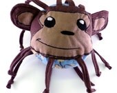Stuffed Animal Baby Ball Toy - Bananas the Spider Monkey - ZadyCreature - Blue and Brown