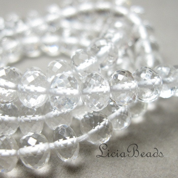 6 Quartz 6mm faceted rondelles