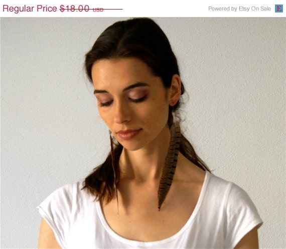 Pheasant Feather Earrings -Medium Length
