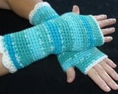 Texting Gloves - Hand Crocheted Shades of Blue
