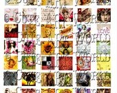 Digital Collage Sheet 1x1 inches Vintage Mixed Cute Art World Design Scrapbooking Journals Soldered Glass Hang Tags Jewelry Making