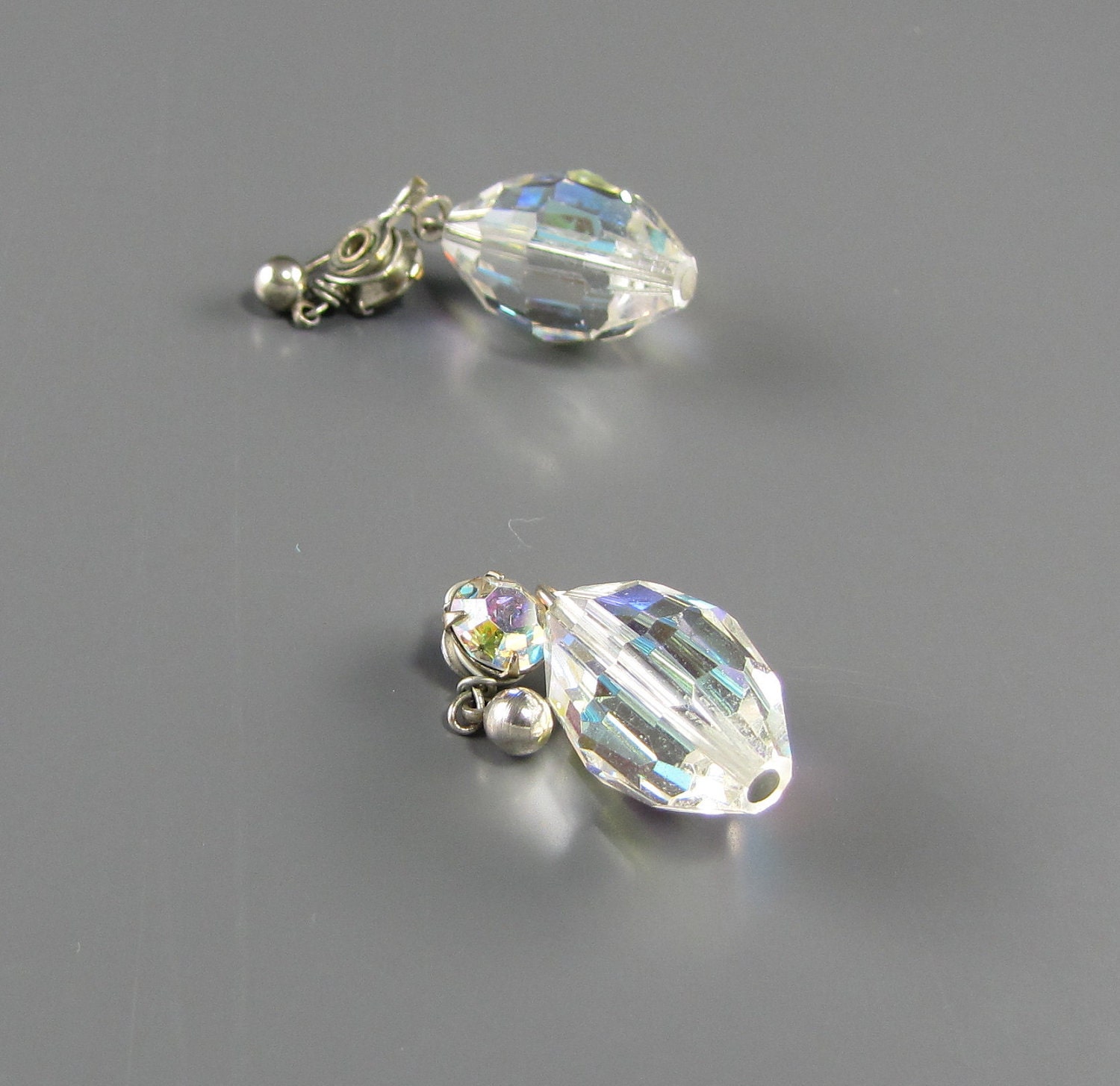 1960s Crystal Drop Pierced Earrings