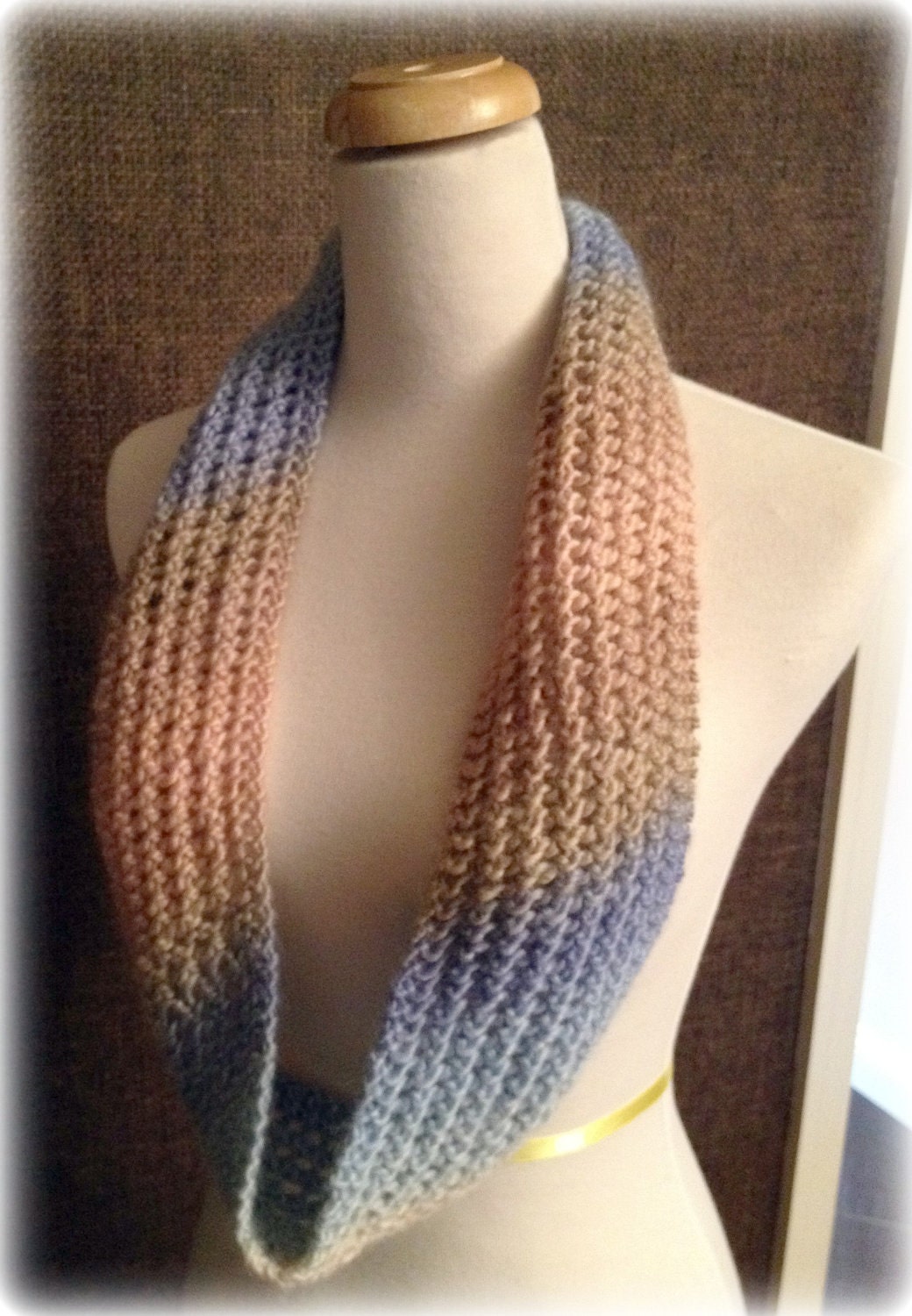 Gorgeous Wool & Angora Blue to Taupe Cowl