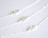 Giada Necklace - clear round swarovski crystal solitaire floating sterling silver - simple wedding  jewelry