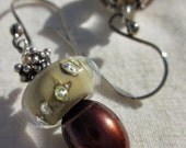 Pearl and Artist Lampwork Earrings - Acorn Lights