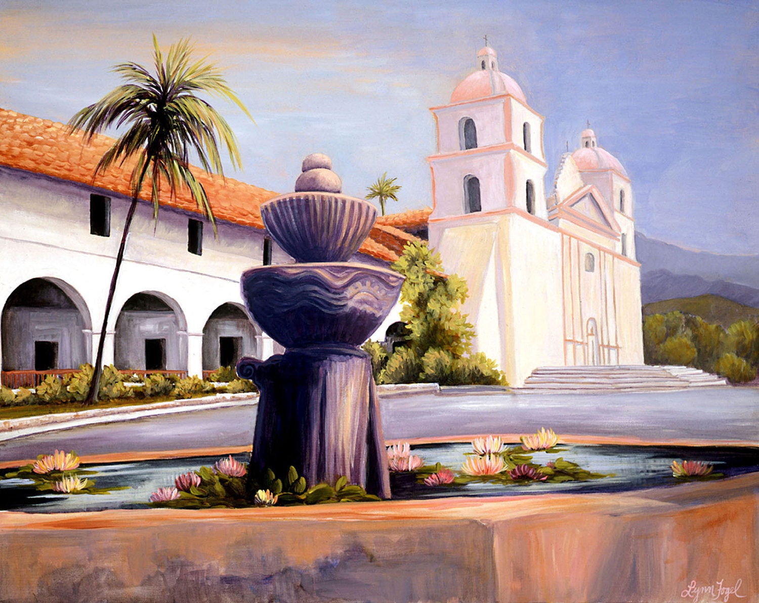Santa Barbara,  Mission,  Print, 8 x 10  inch with double mat, a place of worship and many special events