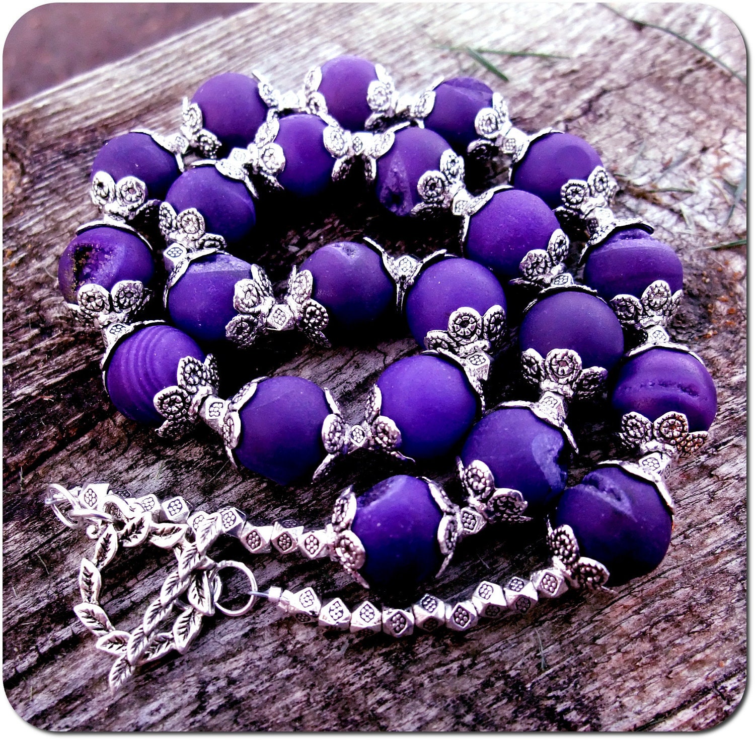 Charity Donation -- Purple Agate Quartz and Silver Necklace -- Donation to Philabundance