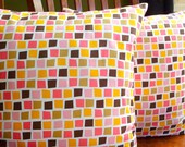 Decorative 18 Inch Accent Throw Pillow Covers Pink and Brown - Pair of 18 Inch
