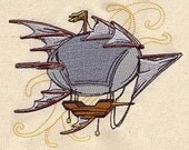 Steampunk Airship embroidered feeding bib.