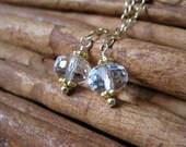 Crystal Quartz, Gold Chain Earrings