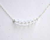Little Carrie Necklace - clear, swarovski crystal, beaded, sterling silver, modern - simple dainty jewelry - adencreations